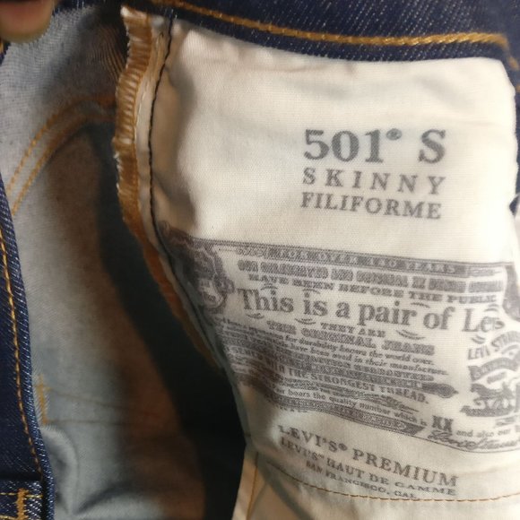 Levi's 501S Premium Button Fly High Waist Skinny Blue Jean in DARK HORIZONS 25w - Picture 12 of 14